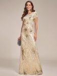 Fireworks Embroidered Sequins Backless Bodycon Evening Dress – Gold