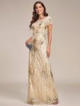 Fireworks Embroidered Sequins Backless Bodycon Evening Dress – Gold