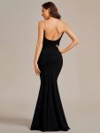 Glitter Spaghetti Strap U-Veck Open Back Bodycon Stretchy Evening Dress – Black