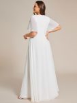 Ruffles Sleeve A-Line Chiffon Waist Applique Maxi Formal Evening Dress – Cream