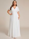 Ruffles Sleeve A-Line Chiffon Waist Applique Maxi Formal Evening Dress – Cream