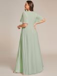 Ruffles Sleeve A-Line Chiffon Waist Applique Maxi Formal Evening Dress – Mint Green