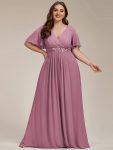 Ruffles Sleeve A-Line Chiffon Waist Applique Maxi Formal Evening Dress – Purple Orchid