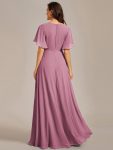 Ruffles Sleeve A-Line Chiffon Waist Applique Maxi Formal Evening Dress – Purple Orchid