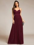 Sparkle Sleeveless Backless Formal Evening Dress with V-Neck - Burgundy