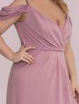 V-Neck Cold Shoulder Floor-Length Evening Dress – Purple Orchid