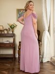 V-Neck Cold Shoulder Floor-Length Evening Dress – Purple Orchid