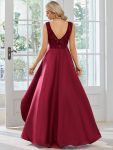 Elegant Sleeveless High-low Lace Top Wedding Guest Dress – Burgundy