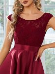 Elegant Sleeveless High-low Lace Top Wedding Guest Dress – Burgundy