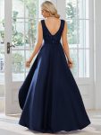 Elegant Sleeveless High-low Lace Top Wedding Guest Dress – Navy Blue