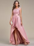 Elegant Sleeveless High-low Lace Top Wedding Guest Dress – Purple Orchid