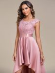 Elegant Sleeveless High-low Lace Top Wedding Guest Dress – Purple Orchid