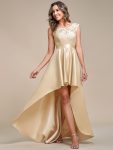 Elegant Sleeveless High-low Lace Top Wedding Guest Dress – Rose Gold