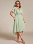 Plus Size Double V-Neck Ruffles Sleeve Chiffon Midi Wedding Guest Dress – Mint Green