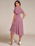 Flowy Chiffon Round Neckline A-Line Knee Length Wedding Guest Dress – Purple Orchid