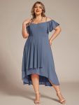 Spaghetti Strap Cold Shoulder Chiffon A-Line Midi Wedding Guest Dress – Dusty Navy