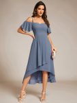 Spaghetti Strap Cold Shoulder Chiffon A-Line Midi Wedding Guest Dress – Dusty Navy