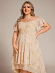 Spaghetti Strap Cold Shoulder Chiffon A-Line Midi Wedding Guest Dress – Golden Roses