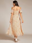 Spaghetti Strap Cold Shoulder Chiffon A-Line Midi Wedding Guest Dress – Golden Roses