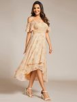 Spaghetti Strap Cold Shoulder Chiffon A-Line Midi Wedding Guest Dress – Golden Roses