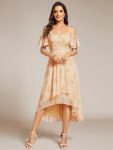 Spaghetti Strap Cold Shoulder Chiffon A-Line Midi Wedding Guest Dress – Golden Roses