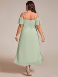 Spaghetti Strap Cold Shoulder Chiffon A-Line Midi Wedding Guest Dress – Mint Green