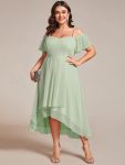 Spaghetti Strap Cold Shoulder Chiffon A-Line Midi Wedding Guest Dress – Mint Green