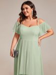 Spaghetti Strap Cold Shoulder Chiffon A-Line Midi Wedding Guest Dress – Mint Green