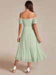 Spaghetti Strap Cold Shoulder Chiffon A-Line Midi Wedding Guest Dress – Mint Green