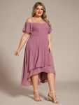 Spaghetti Strap Cold Shoulder Chiffon A-Line Midi Wedding Guest Dress – Purple Orchid