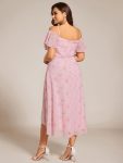 Spaghetti Strap Cold Shoulder Chiffon A-Line Midi Wedding Guest Dress – Light Purple Roses