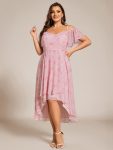 Spaghetti Strap Cold Shoulder Chiffon A-Line Midi Wedding Guest Dress – Light Purple Roses