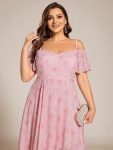 Spaghetti Strap Cold Shoulder Chiffon A-Line Midi Wedding Guest Dress – Light Purple Roses