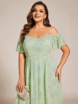 Spaghetti Strap Cold Shoulder Chiffon A-Line Midi Wedding Guest Dress – Light Green Roses