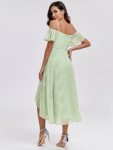 Spaghetti Strap Cold Shoulder Chiffon A-Line Midi Wedding Guest Dress – Light Green Roses