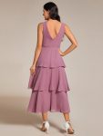 Sleeveless Tiered Hem V-Neck Chiffon Wedding Guest Dress – Purple Orchid