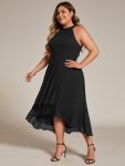 Flowy Plus Size Halter Neck Chiffon Midi Wedding Guest Dress – Black