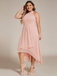 Flowy Plus Size Halter Neck Chiffon Midi Wedding Guest Dress – Pink