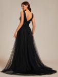 Vintage Sleeveless Lace Sheer Empire Waist A-Line Wedding Dress – Black