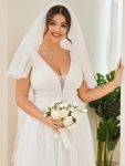 Vintage Sleeveless Lace Sheer Empire Waist A-Line Wedding Dress – Ivory