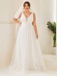 Vintage Sleeveless Lace Sheer Empire Waist A-Line Wedding Dress – Ivory