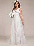 Vintage Sleeveless Lace Sheer Empire Waist A-Line Wedding Dress – Ivory