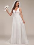 Vintage Sleeveless Lace Sheer Empire Waist A-Line Wedding Dress – Ivory