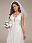 Vintage Sleeveless Lace Sheer Empire Waist A-Line Wedding Dress – Ivory