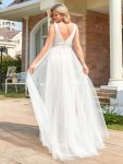 Vintage Sleeveless Lace Sheer Empire Waist A-Line Wedding Dress – Ivory