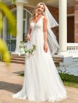 Vintage Sleeveless Lace Sheer Empire Waist A-Line Wedding Dress – Ivory