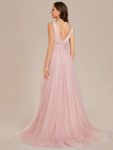 Vintage Sleeveless Lace Sheer Empire Waist A-Line Wedding Dress – Pink