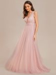 Vintage Sleeveless Lace Sheer Empire Waist A-Line Wedding Dress – Pink