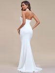 Halter Hollow Out Sleeveless Waist Detail Mermaid Wedding Dress – White