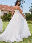 A-Line Halter Neck Applique Wedding Dress with Tulle – Ivory